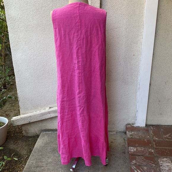 Terzo Millennio 100% linen stunning tiered pink dress. Made in Italy. - Picture 6 of 13